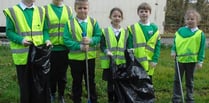 Primary school children at Newton St Cyres picked up litter