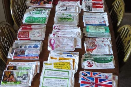 120 clothing donation request bags received by Crediton man in three years
