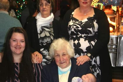 Five generations got together to mark Crediton woman’s 90th