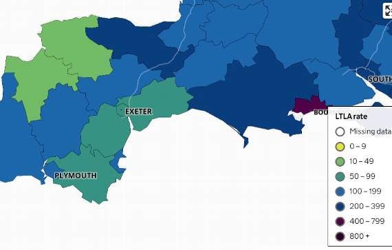 Coronavirus infection rates in Devon are the lowest in England