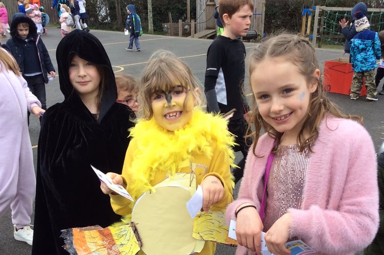 Enjoying World Book Day at Cheriton Bishop Primary School.