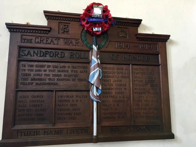 A new home is being sought for the Sandford World War One/Two Roll of Honour plaque (pictured).  Photo: M Vallance
