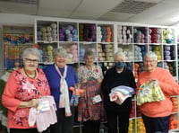 Hot Pins Knit and Natter group knitting for Ukraine