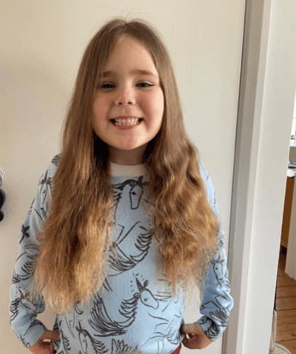 Evie-Mae (6), who is raising funds and donating her hair to The Little Princess Trust.
