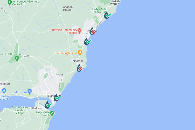 Map of sewage discharges along coastline