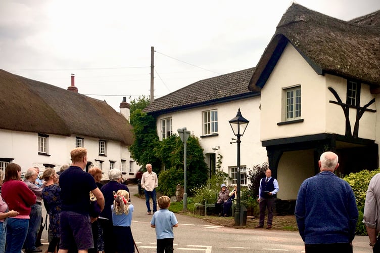 Colebrooke Parish Council chairman Steve Smith reading the Proclamation of the Accession of King Charles III in Coleford on Monday, September 12.  Photo: submitted
