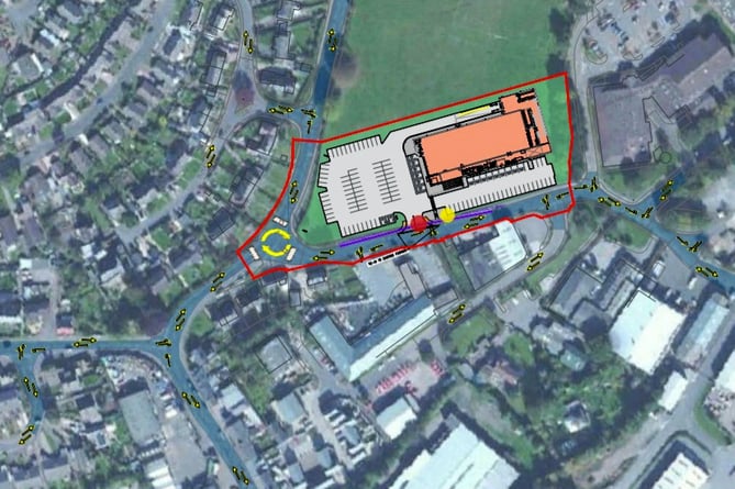 A map of where the Lidl store will be located.