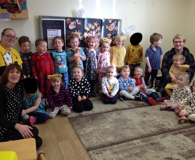 Crediton pre-school children raise £57 for Children in Need
