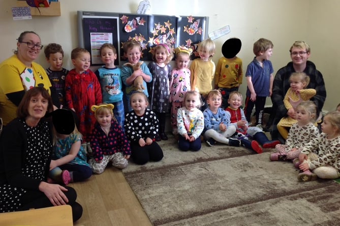 Children and staff from Rocket class at Pippins Pre-School and Nursery in Crediton enjoyed taking part in activities to raise funds for Children in Need.
