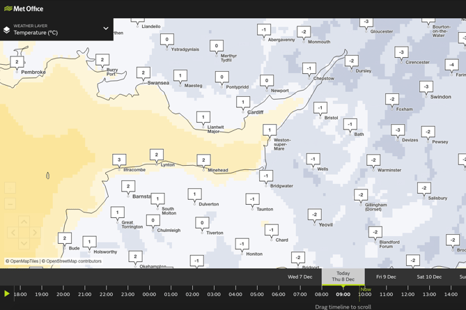 Current temperatures in some parts are below freezing.