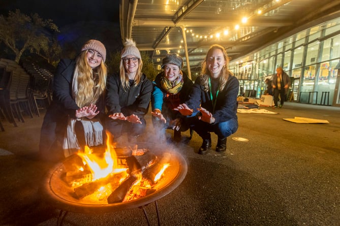 At November’s Eden Sleep Out from left: singer Suzie Mac, St Petroc’s Associate Director of Fundraising and Communications, Lois Wild, Amber’s Fundraising Manager, Rebecca Fry and Eden’s Out Reach Officer, Lucy Flatman.
