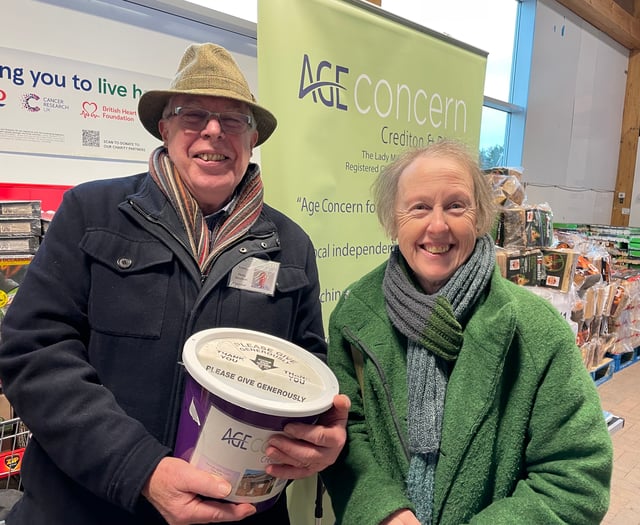 Donations collected for Age Concern Crediton and District
