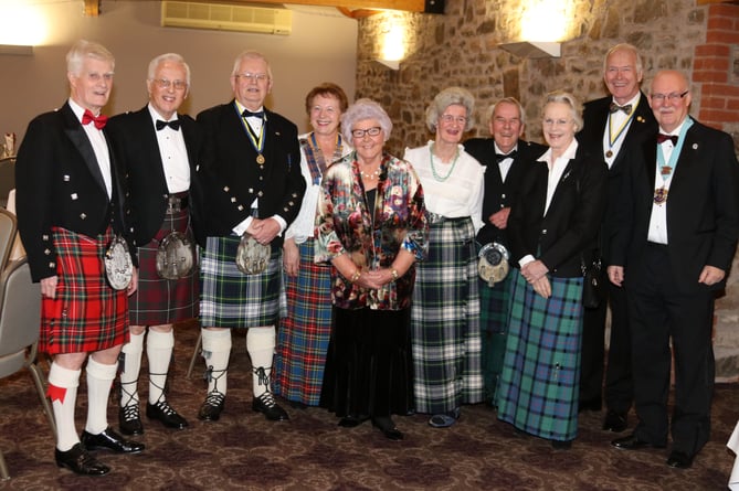 Honoured guests and organisers at the Rotary Club of Crediton Burns’ Night celebration in 2019.  AQ 8774
