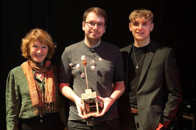 Crediton film-maker Dom Lee, centre, receiving the Audience Choice award at Exeter Phoenix on February 17.
