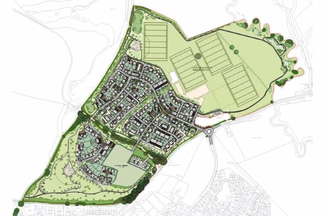 A view of the 257 homes plan in Sandford Parish near Crediton.