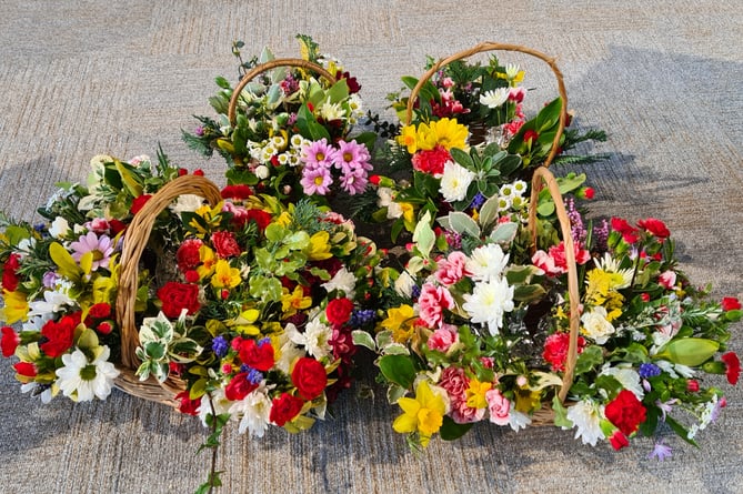 Flowers for Mothering Sunday at Crediton Methodist Church.