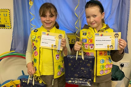 Gold Awards for Crediton Brownies Amelia and Lucy-Grace
