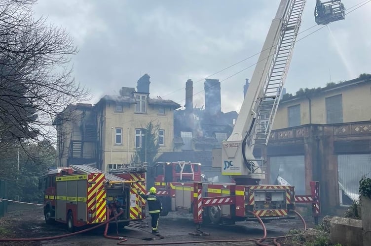 During the firefighting operation at Knowle House, Sidmouth.