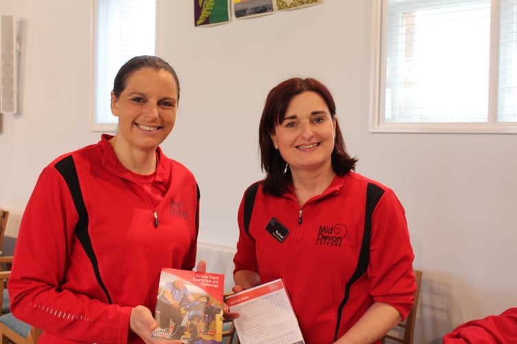 Fitness Consultants Rachel Dunn and Becky Horton from Lords Meadow Leisure Centre who were advising on activities.  SR 7384