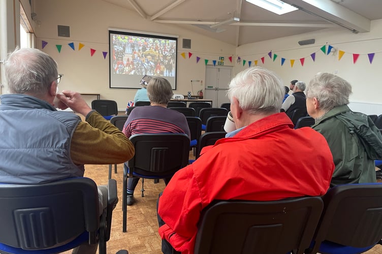 Watching the Coronation in the Boniface Centre.  AQ 7614