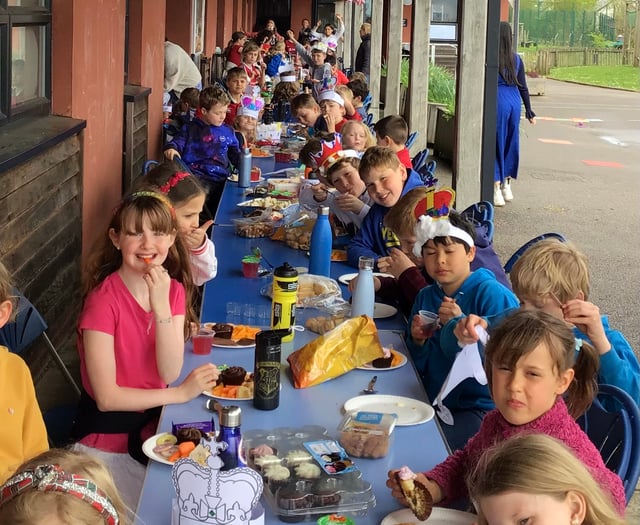 Red, white and blue for the celebrations at Cheriton Fitzpaine
