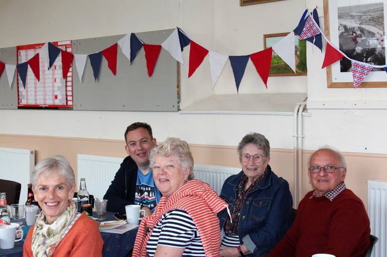 One of the tables beneath the handmade bunting at Zeal Monachorum.  SR 7661