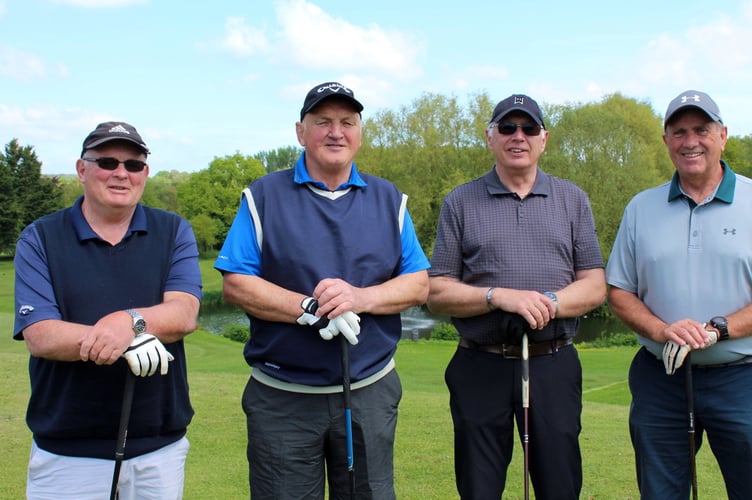 Crediton RFC team of Bernie Blatchford (Rugby Club Captain), Mel Rice, Mike Saunders and Tony Palmer.  SR 7737