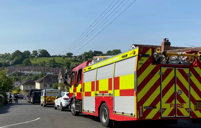 Police and a fire appliance at the scene. NP 240523 01