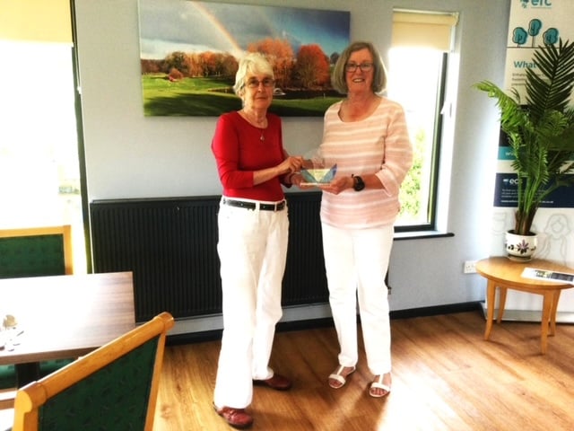 Joyce Gilg receiving her award after winning the Ladies Captains title on May 23.