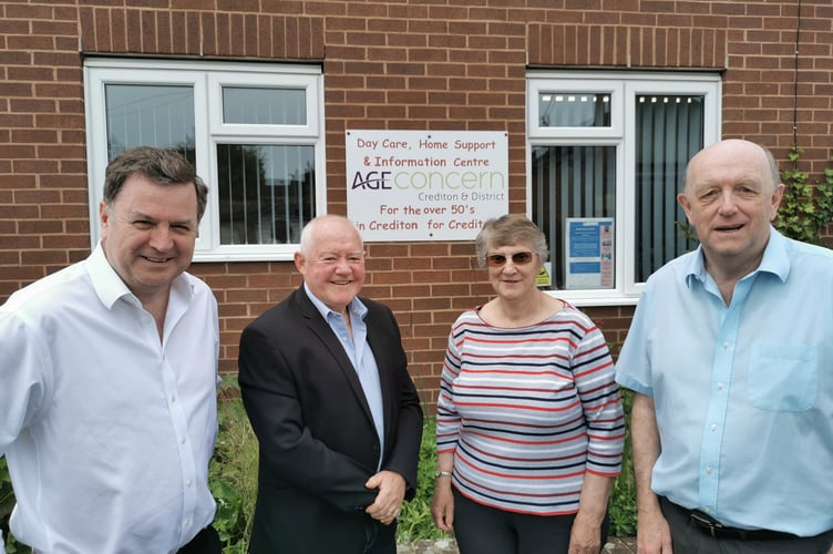 During the visit to Age Concern Crediton, from left, Mel Stride MP, Cllr Jim Cairney, Jean May and John Potter.