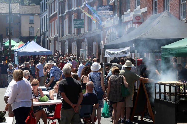 A busy Market Street during Crediton Food and Drink Festival in 2017.  AQ 0096