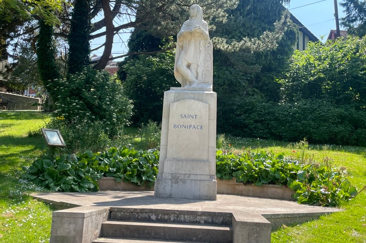 The St Boniface Statue in Newcombes Meadow.  AQ 0361