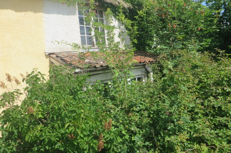 The front porch for Bell Cottage, there are two more windows upstairs beyond the one visible.  SR 3216                          