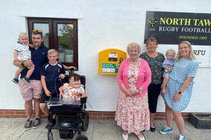 Defibrillator gift for North Tawton RFC
