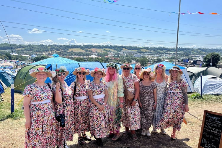 Lee and Claire Spencer's wedding guests at Glastonbury.