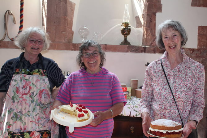 Sandra Collier, centre, at St Lawrence Chapel Open Day on June 3, pictured with left, Kath Hughes (the Chapel Friends’ secretary) and Jill Da Silva, right, who is responsible for the garden at the Chapel.  Sandra Collier is chair of the Chapel Friends’.  SR 7954