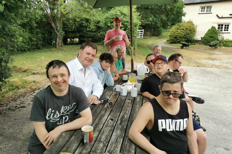 Housemates at Easterbrook Farm with Mel Stride MP.