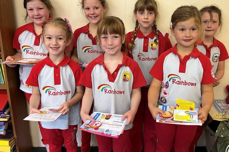 The seven Crediton Rainbows who have achieved their Bronze Awards.