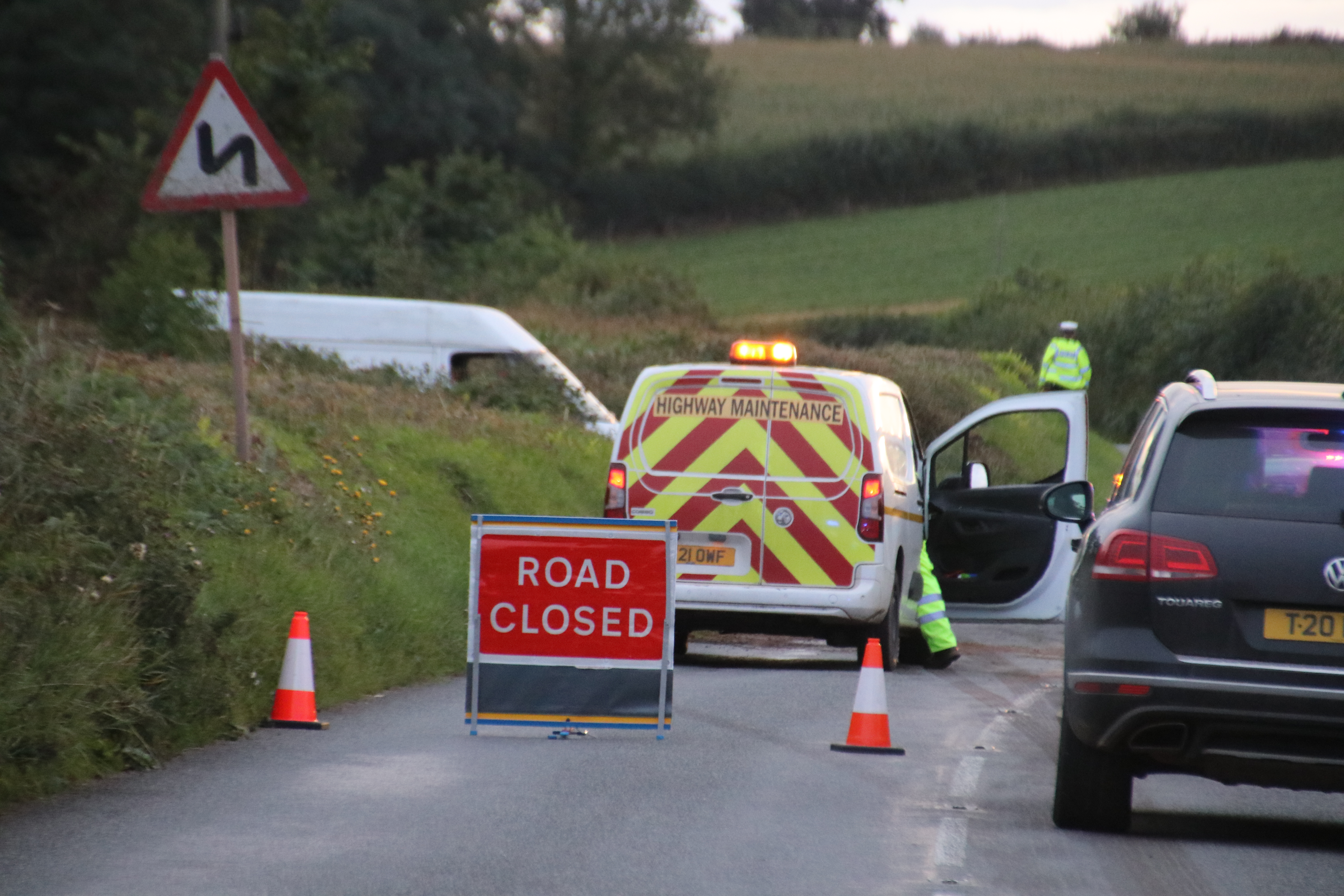 A3072 closed between Copplestone and Bow due to motorbike accident