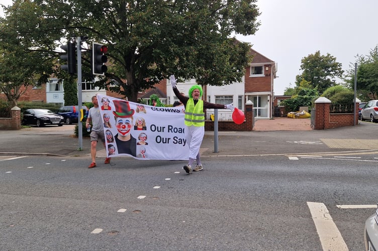 Exeter Low Traffic Neighbourhood protests at County Hall.