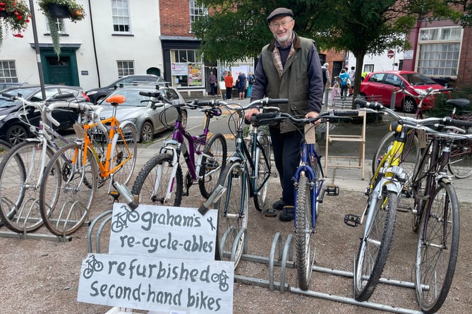 Graham’s re-cycle-ables refurbishes second-hand bikes at reasonable prices for a donation to Devon Air Ambulance.  AQ 7791