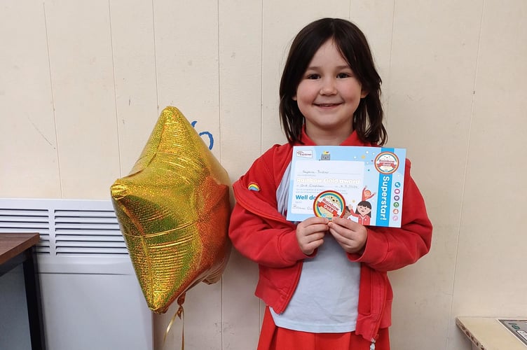 Sophia who has gained her Rainbow Gold Award.
