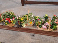 Flowers given to ladies at Crediton Methodist Church service
