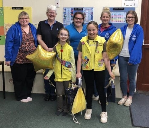 Holly and River who have achieved their Brownie Gold Awards with 4th Crediton Brownies leaders and helpers.
