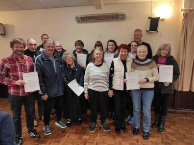 The Sandford Award recipients with back right, Parish Council chair, Richard Ward.
