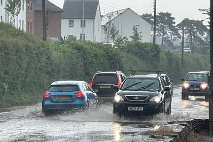 Torrential rain causes flood disruption in Crediton
