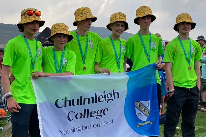 After completing the Ten Tors Challenge, from Chulmleigh College, Riley Jones, Cameron Asson, Aidan Baker, Charlie Brewer, Henry Sanders and George Taylor.
