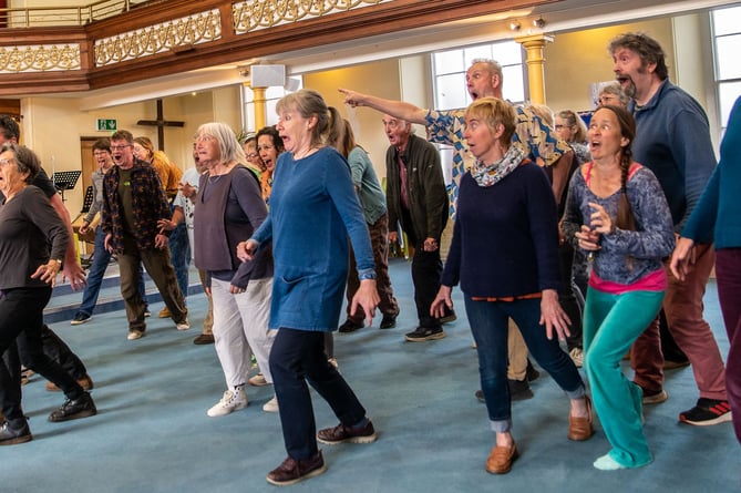 A large group of the cast during rehearsals for ‘Twelfth Night’.  Photo: Mike Palmer
