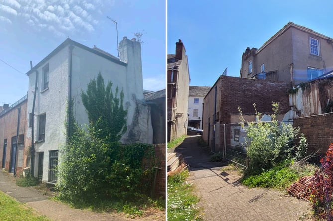 The Cott before it was demolished, left, and vacant site, right