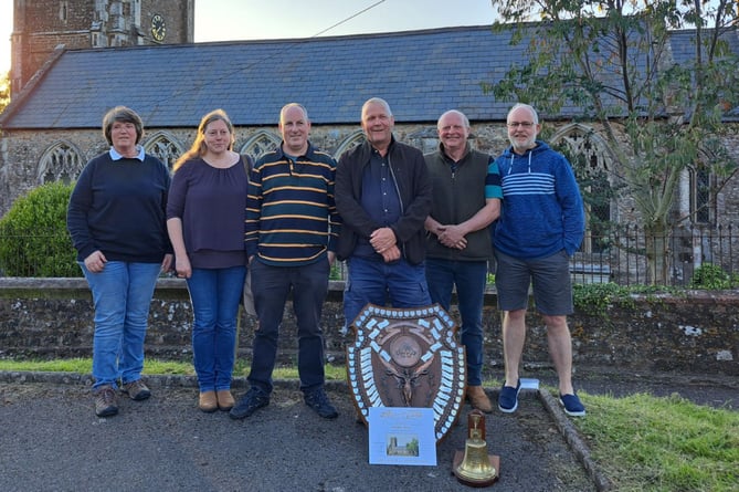 Down St Mary bellringers with Ross Shield and Jack Hine trophy